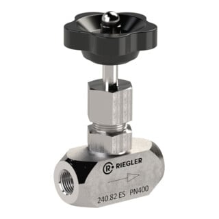 Riegler Nadelventil, Edelstahl 1.4571, G 3/8, DN 6, PN max. 400 bar