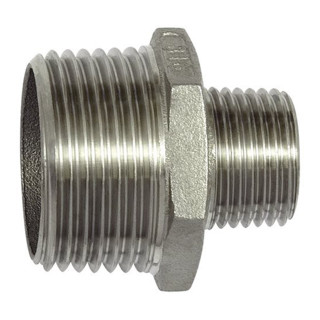 Riegler Niple double filetage, réduit, hexagonal, R 3, R 2 1/2, ES 1.4408