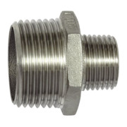 Riegler Niple double filetage, réduit, hexagonal, R 3, R 2 1/2, ES 1.4408-1