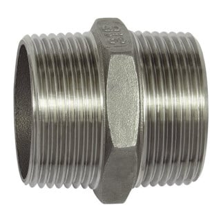 Riegler Nipple double filetage, octogonal, R 2 1/2, SW 78, acier inoxydable 1.4408