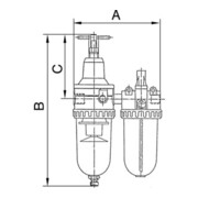 RIEGLER onderhoudseenheid 2-delig standaard met PC tank BG 3 G 1/2-3