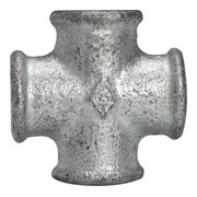 Riegler Pièce en croix 180, 4 x FI, Rp 1 1/4, fonte malléable noire galvanisée à chaud-1