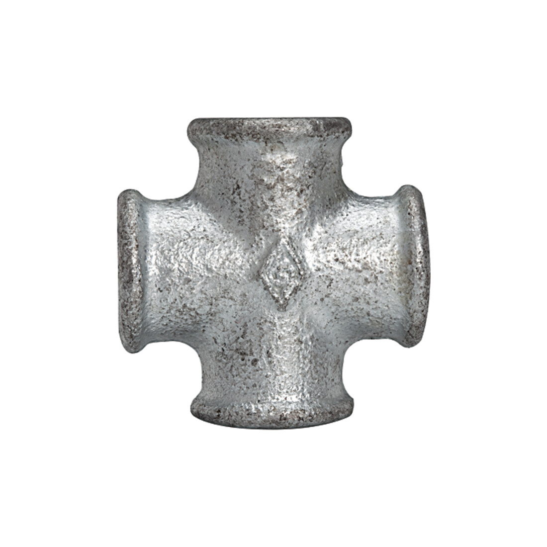 Riegler Pièce en croix 180, 4 x FI, Rp 1 1/4, fonte malléable noire galvanisée à chaud