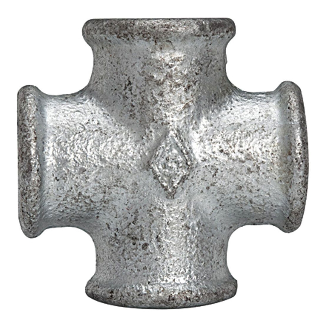 Riegler Pièce en croix 180, 4 x FI, Rp 2, fonte malléable noire galvanisée à chaud