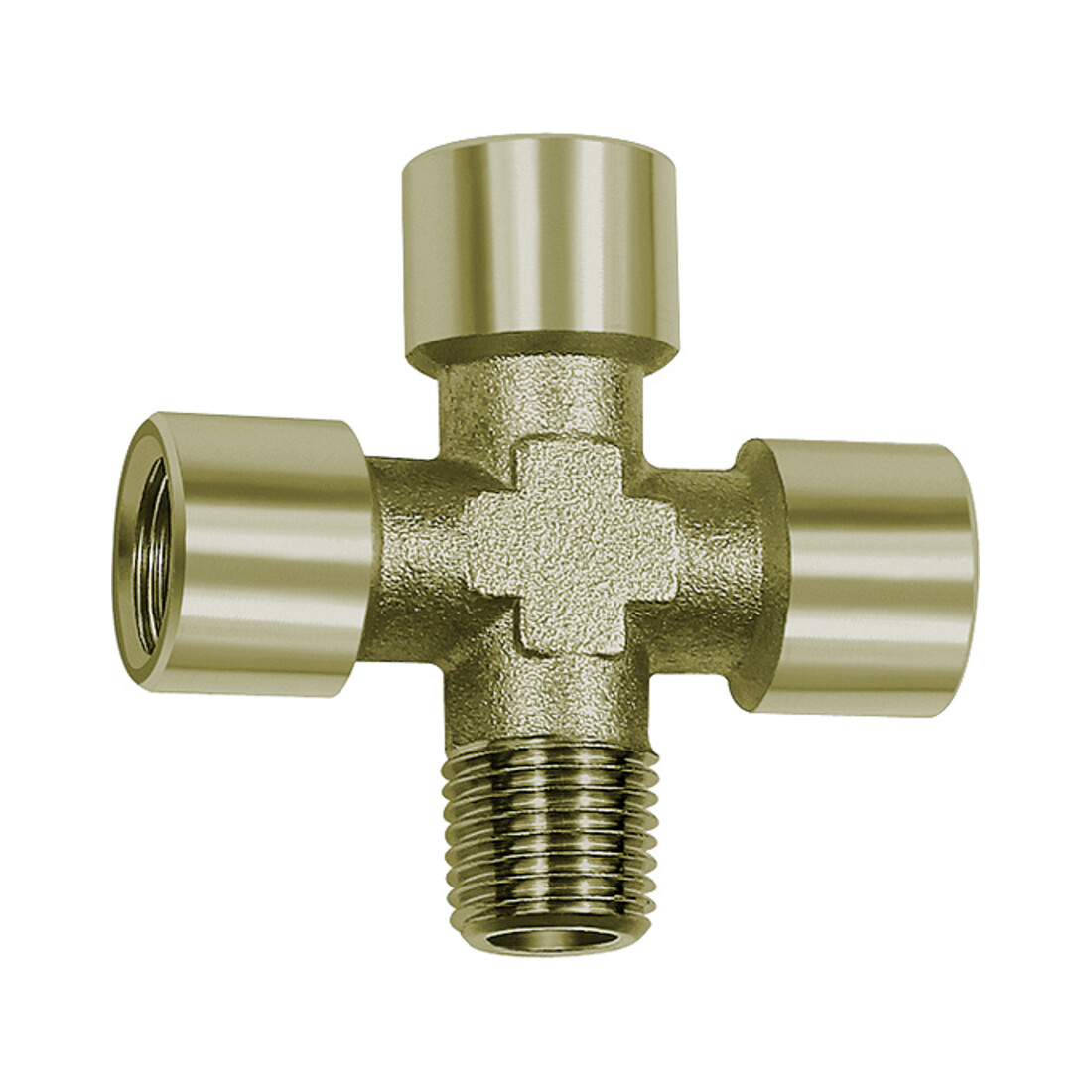 Riegler Pièce en croix, 3 x femelle, 1 x mâle, G/R 1/2, Clé 21, laiton verni