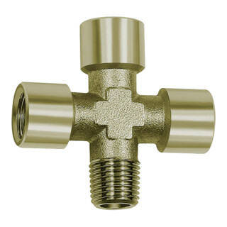 Riegler Pièce en croix, 3 x femelle, 1 x mâle, G/R 1/4, SW 13, laiton vernissé