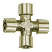 Riegler Pièce en croix, 4 x femelle, G 1/8, SW 10, laiton nickelé-1