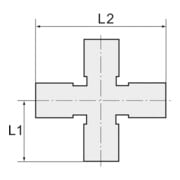 Riegler Pièce en croix, 4 x femelle, G 1/8, SW 10, laiton nickelé-3