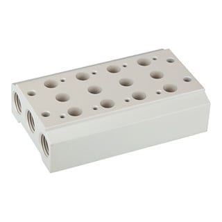 Riegler Placa de base multiple pour électrovannes 5/2-5/3, 3 pos., M5, G 1/8