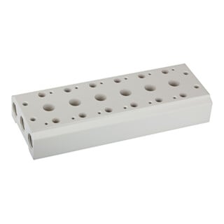Riegler Plaque de base multiple pour distributeurs 5/2-5/3 voies, 8 pos., M5, G 1/8