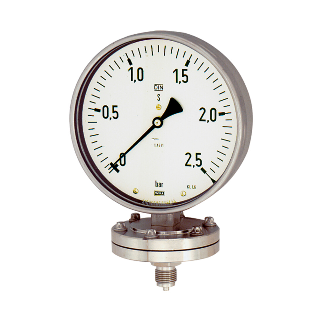 Riegler Plattenfedermano, chimie, G 1/2 radial bas, 0 - 6,0 bar, Ø 100