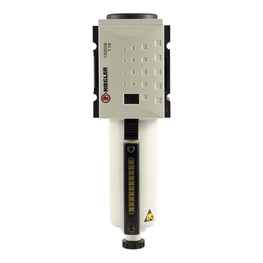 Riegler Préfiltre »FUTURA«, corps métal, tube de contrôle, 0,3 µm, BG1, G 3/8, VA