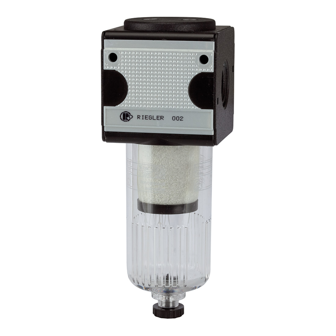 Riegler Préfiltre »multifix«, récipient en polycarbonate, 0,3 µm, BG 3, G 1/2