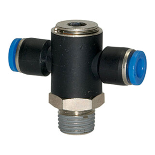 Riegler Raccord à visser en T « Série Bleue », pivotant, R 1/8 ext., Ø 4 mm