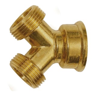 Riegler Raccord dérivation GEKA, laiton poli, 1x G 3/4 FI, 2x G 3/4 ME