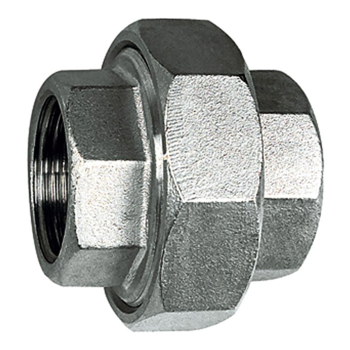 Riegler Raccord double filetage, étanchéité plate, G 1 1/2 i., ES 1.4408