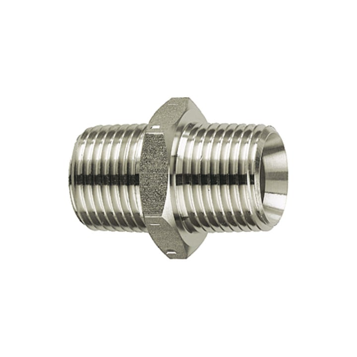 Riegler Raccord double filetage, R 1/2 ext., R 1/2 ext., Clé 27, acier inox 1.4571