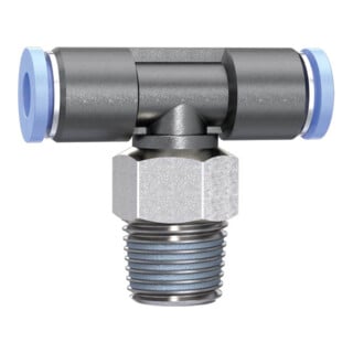 Riegler Raccord en T à visser Série bleue mini R 1/8, pivotant R 1/8 pouce