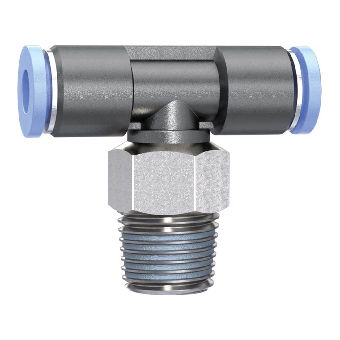 Riegler Raccord en T à visser Série bleue mini R 1/8, pivotant R 1/8 pouce