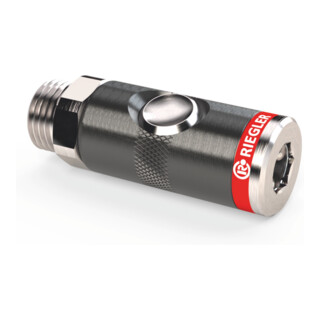 Riegler Raccordo di sicurezza con filettatura esterna 1/2", alluminio