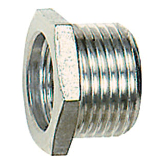 Riegler Réducteur de raccord court, G 1/2 ext., G 3/8 int., SW 22, acier inoxydable 1.4571