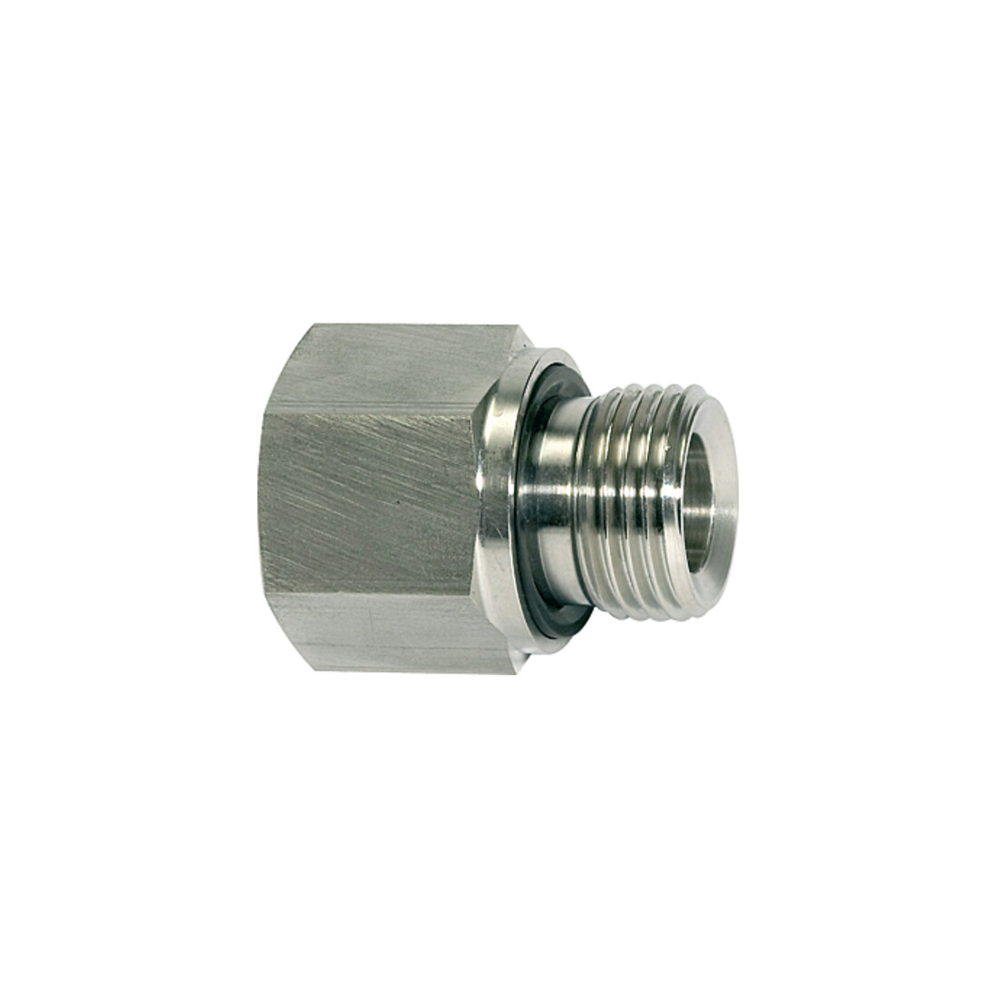 Riegler Réduction longue à changement rapide, joint souple, G3/8 ext. à G1/4 int., ES 1.4571