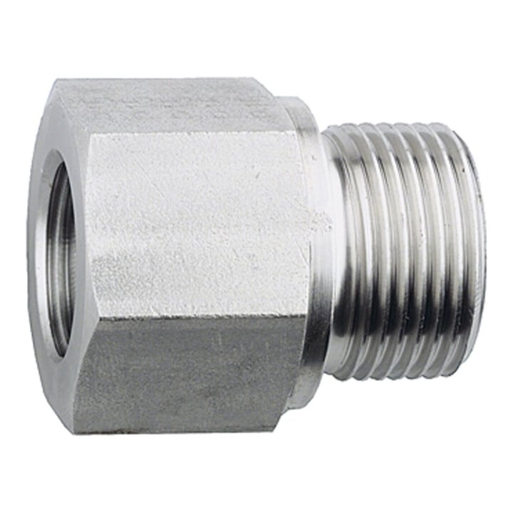 Riegler Réduction longue à visser, G 1/4 ext., G 1/8 int., acier inoxydable 1.4571