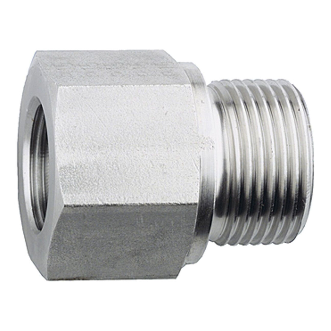 Riegler Réduction longue interchangeable, G 1/2 ext., G 3/8 int., acier inoxydable 1.4571