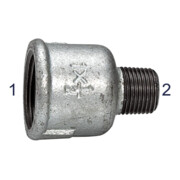 Riegler Reduziermuffe 246, IG/AG, Rp 1, R 1/2, schwarzer Temperguss-1