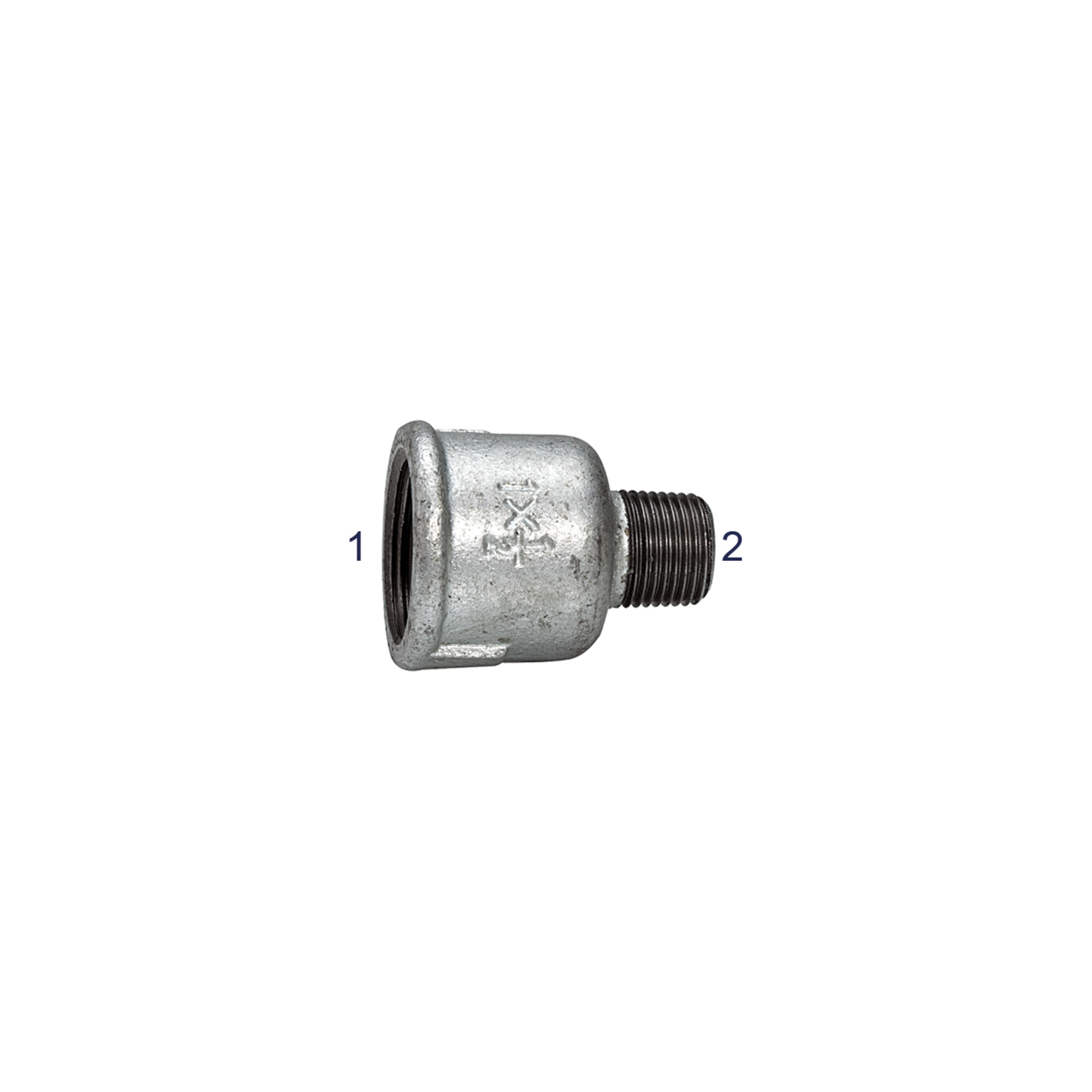 Riegler Reduziermuffe 246, IG/AG, Rp 2, R 1, schwarzer Temperguss