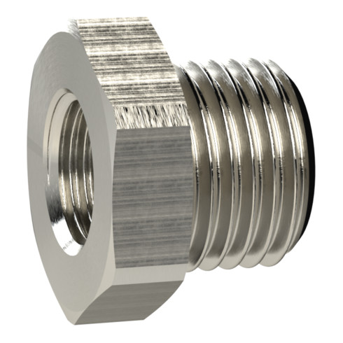 Riegler Reduziernippel kurz, G 1/2 a., G 1/8 i., SW 24, Messing vern.