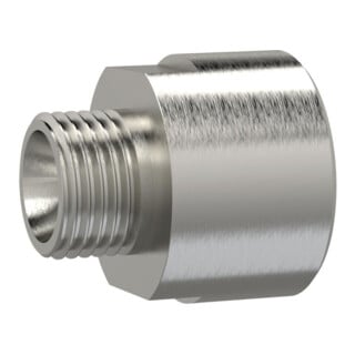 Riegler Reduziernippel, lang, G 1/2 a., G 3/4 i., SW 32, Edelstahl 1.4571