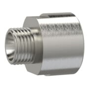 Riegler Reduziernippel, lang, G 1/2 a., G 3/4 i., SW 32, Edelstahl 1.4571-1