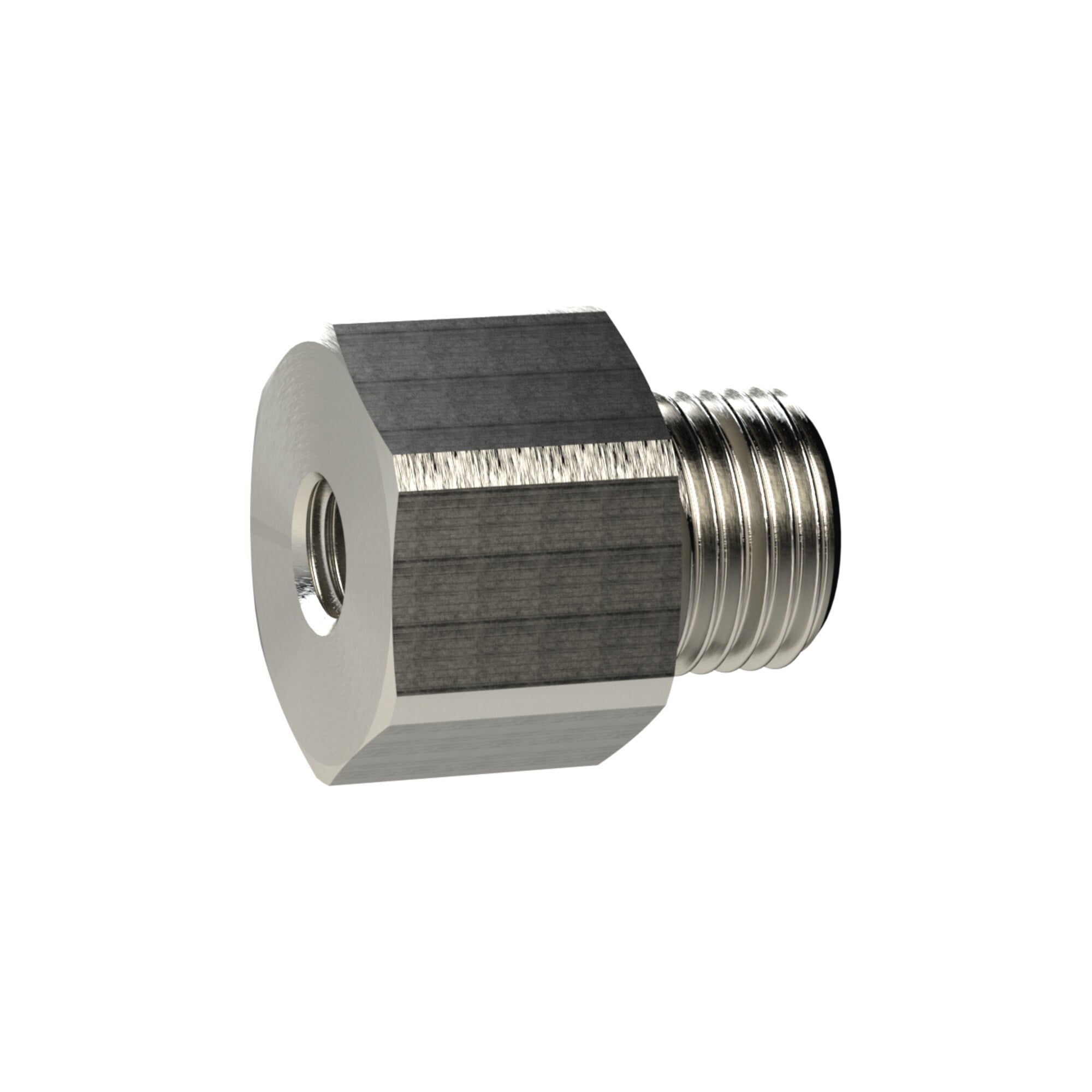 Riegler Reduziernippel lang, M3 a., M5 i., SW 7, Messing vern.