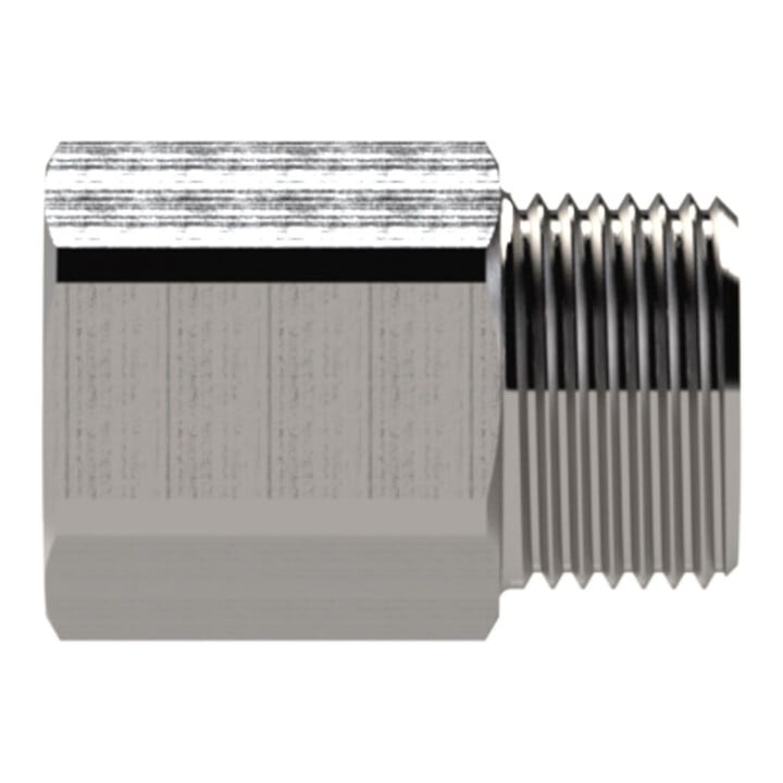 Riegler Reduziernippel, lang, M5 a., M5 i., SW 10, Edelstahl 1.4571