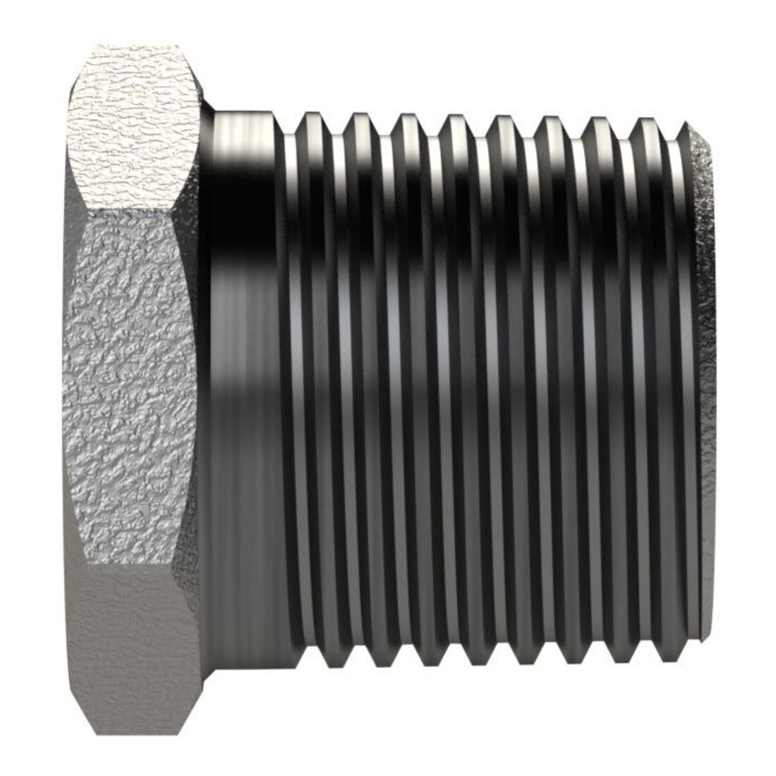 Riegler Reduzierstück 241, AG/IG, R 1 1/2, Rp 1, schwarzer Temperguss