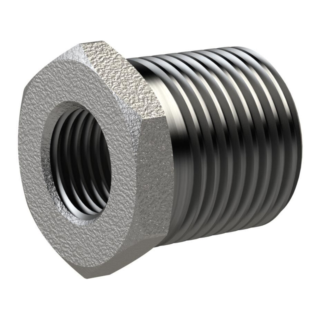 Riegler Reduzierstück 241, AG/IG, R 1 1/2, Rp 3/8, schwarzer Temperguss