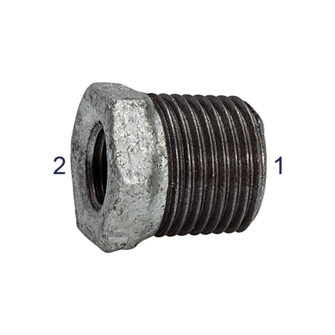 Riegler Reduzierstück 241, AG/IG, R 1 1/4, Rp 1/2, schwarzer Temperguss