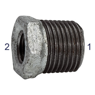 Riegler Reduzierstück 241, AG/IG, R 2, Rp 1 1/2, schwarzer Temperguss