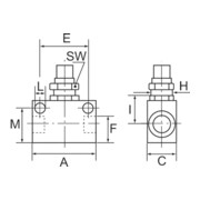 Riegler Régulateur de débit, forme bloc, aluminium anodisé, G 1/8, PN max. 10 bar-3