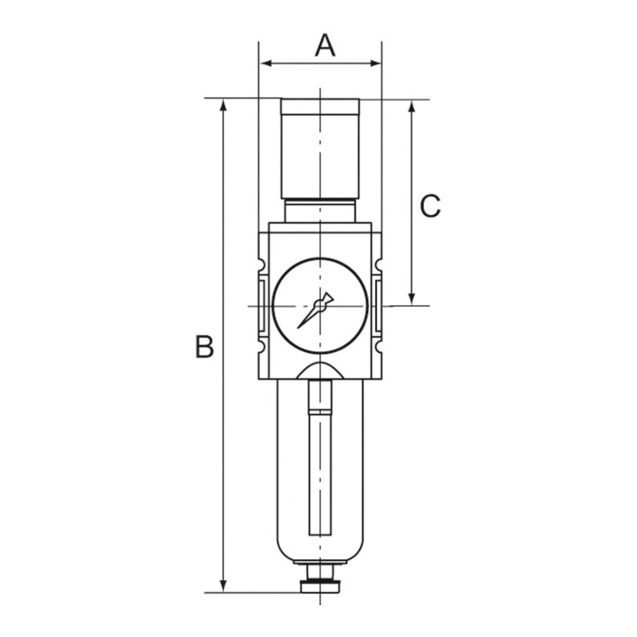 Riegler Régulateur de filtre »FUTURA«, MB, SR, Mano, BG 2, G 1/2, 0,2-4 bar, VA