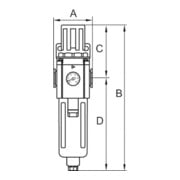 Riegler Régulateur de filtre »GA«, boîtier PC, 5 µm, BG 400, G 1/2, 1,5 - 9 bar, HA-4