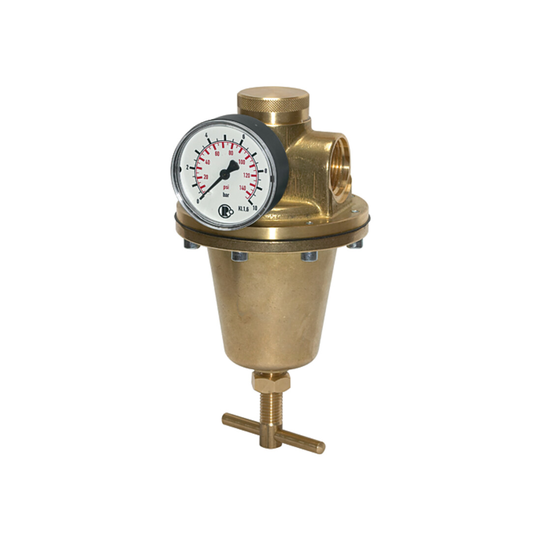 Riegler Régulateur de pression pour eau, avec manomètre, G 1, 0,5 - 6 bar
