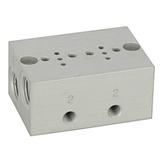 Riegler Reihengrundplatte 2-fach, M5 für Mini-Magnetventile 15 mm