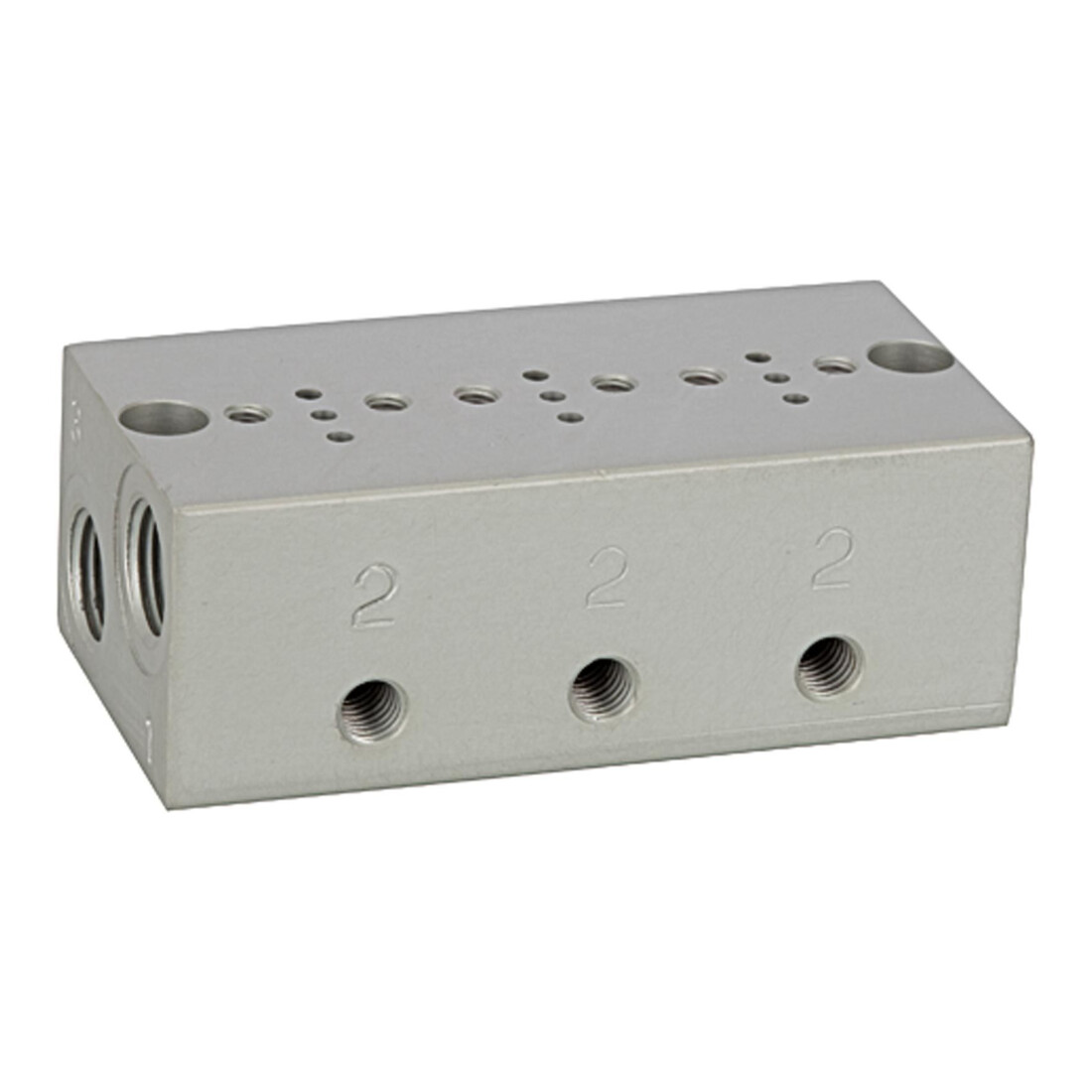 Riegler Reihengrundplatte 3-fach, M5 für Mini-Magnetventile 15 mm