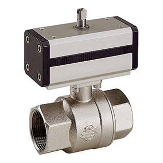 Riegler Robinet à boisseau sphérique en laiton, actionneur pneumatique double effet, Rp 1