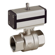 Riegler Robinet à boisseau sphérique en laiton, actionneur pneumatique double effet, Rp 1-1