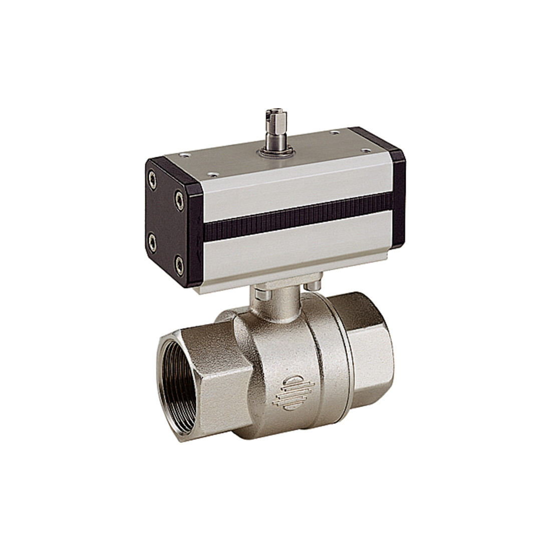 Riegler Robinet à boisseau sphérique en laiton, actionneur pneumatique double effet, Rp 1