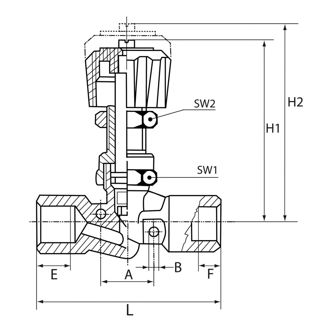 Riegler Robinet à pointeau, MS chromé, pour tableau de commande, RG/RG, Rp 1/8, DN 4