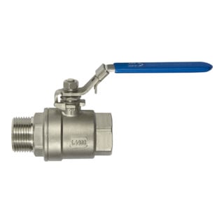 Riegler Robinet à tournant sphérique inox, 2 pièces, filetage int./ext., G 1/2, DN 15